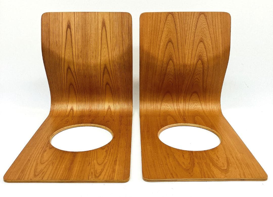 Tendo 天童木工 座椅子 2脚セット 藤森健次 曲げ木 ケヤキ板目 曲木⑩