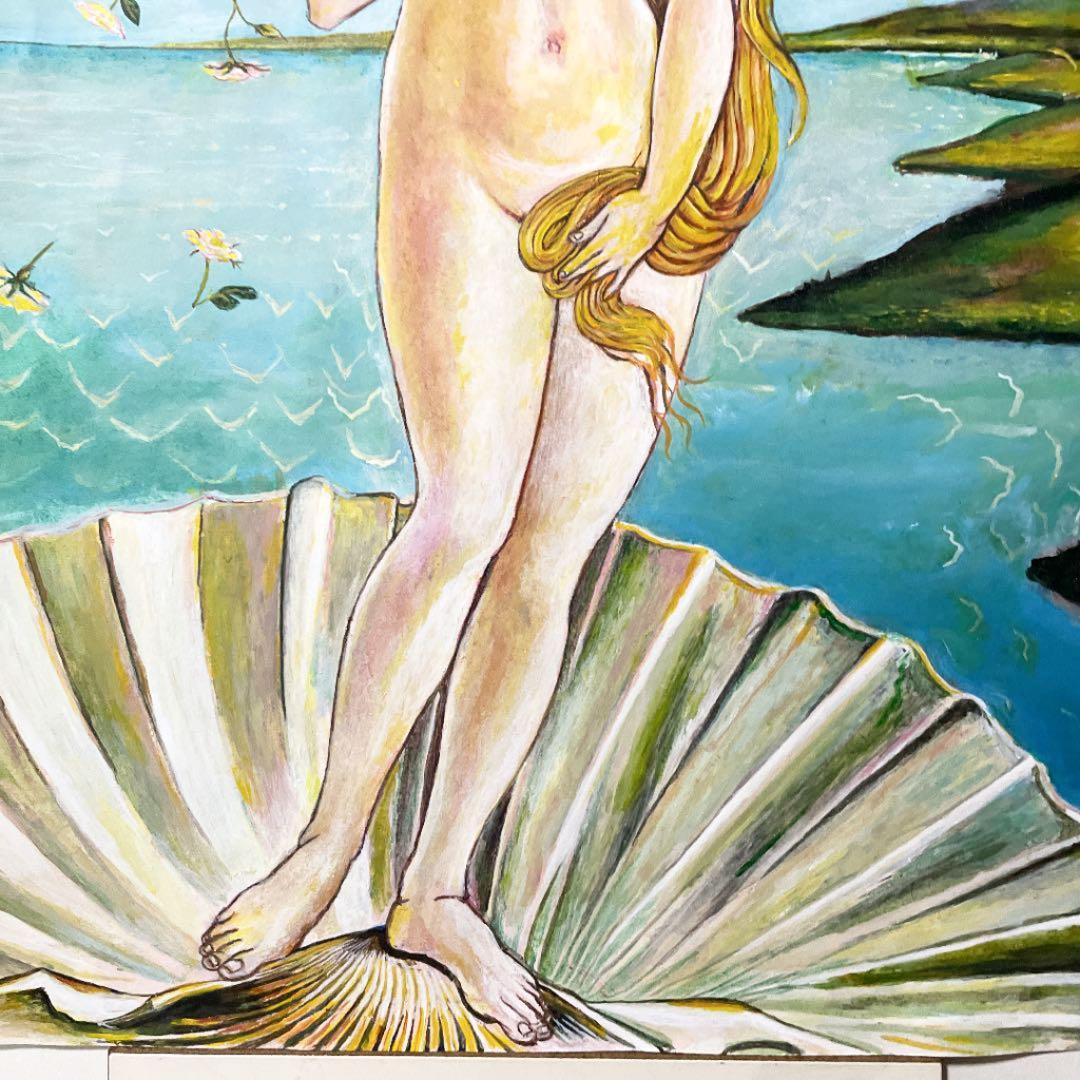 アクリル画　ヴィーナス誕生部分模写