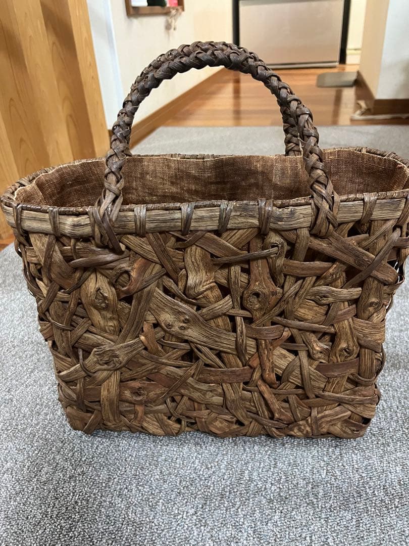 山葡萄　籠バッグ　国産　乱れ編み　内布あり