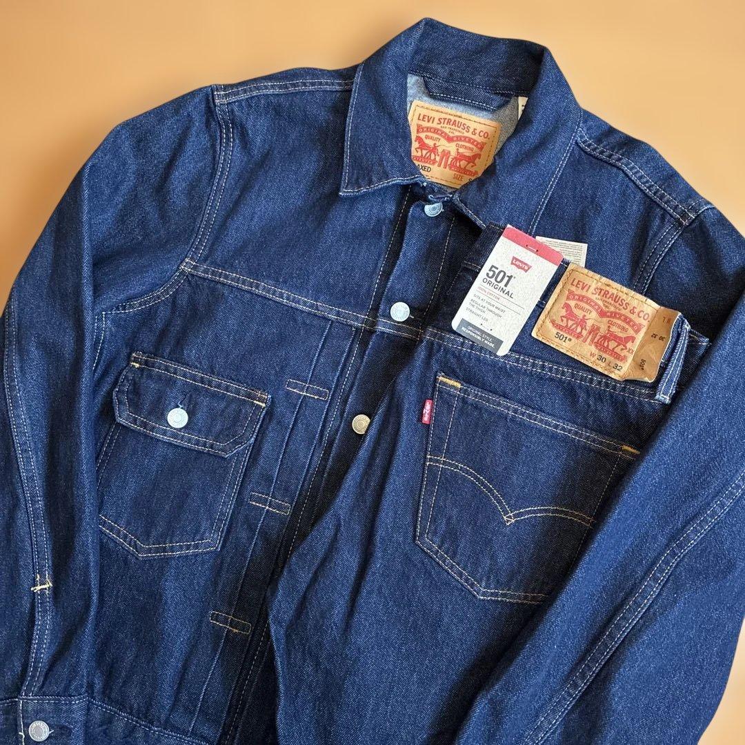 リーバイス 濃紺デニムセットアップ 2nd トラッカージャケット 501 W32