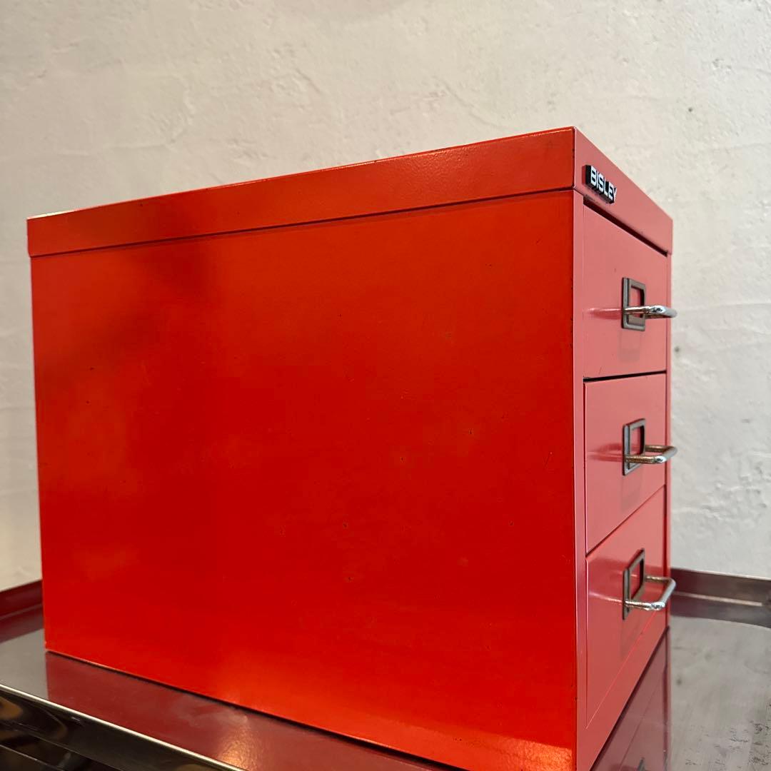 BISLEY BASIC スチールキャビネット 3段 レッド