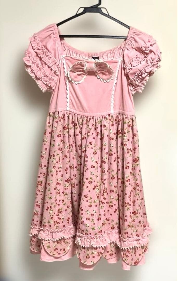 CHOCOCHIP COOKIE いちご柄ロリータワンピース　ピンク　リボン