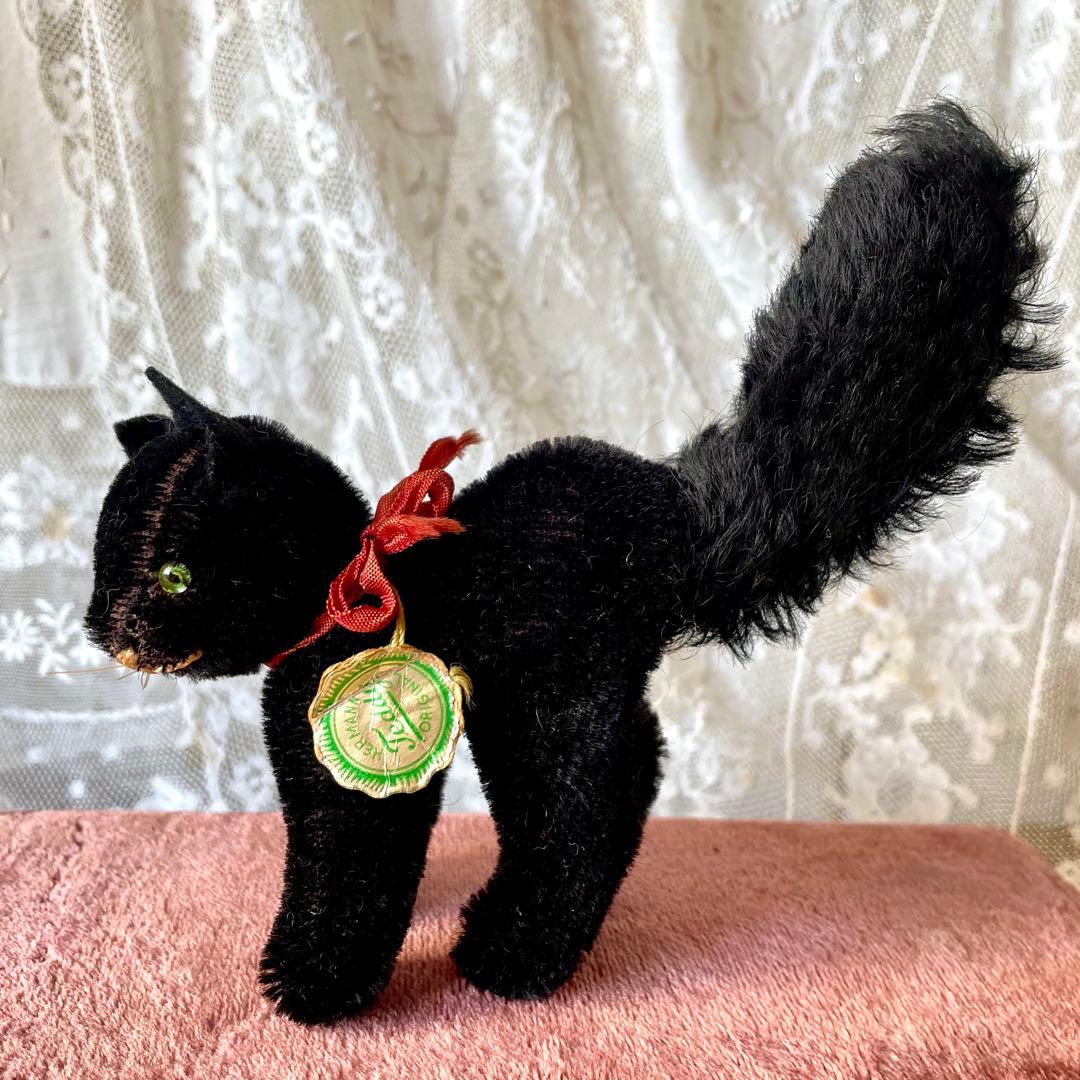 ハーマン黒猫ぬいぐるみ　ドイツヴィンテージHERMANN 検フランスアンティーク