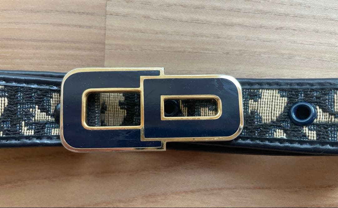 ディオール トロッター柄 ゴールドロゴバックル キャンバス×レザー ベルト