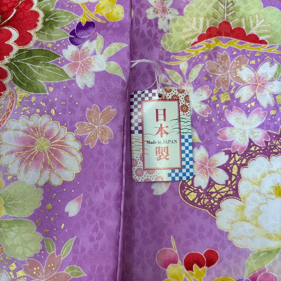 新品正絹産着（お祝着）最高級京友禅伝統多色染、豪華刺繍入り古典四季花王朝鈴毬文