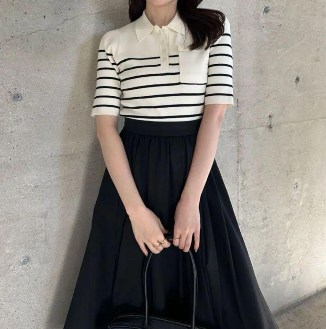 anuans アニュアンス　ポロニットドッキングワンピース　ボーダー　Mサイズ