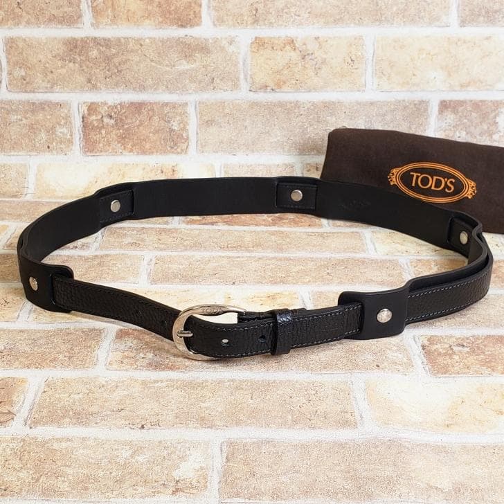 美品 トッズ TOD’S ☆ レザー ベルト ブラック 伊製 80 レディース