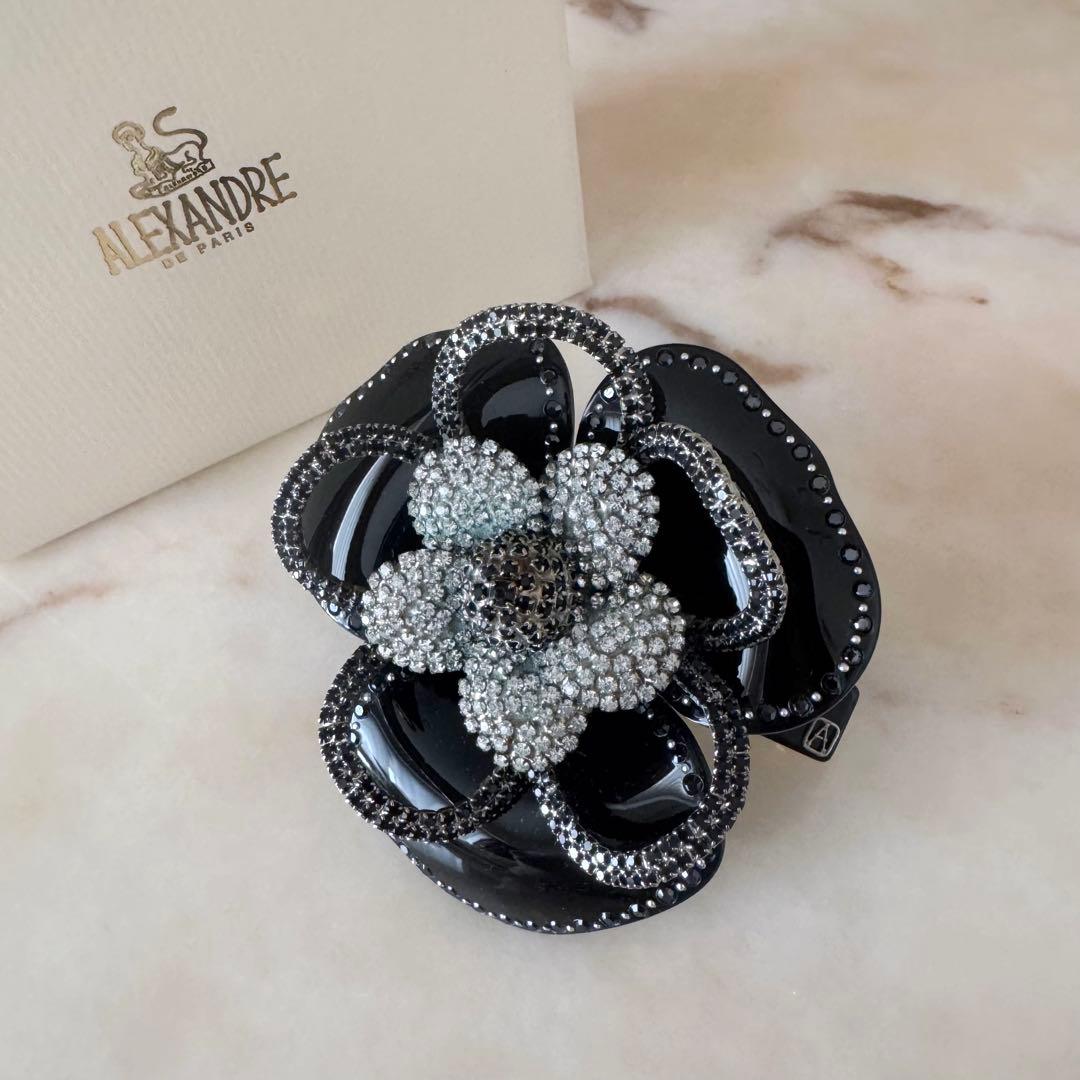 AlexandreDeParis アレクサンドルドゥパリ バレッタ カメリア 黒