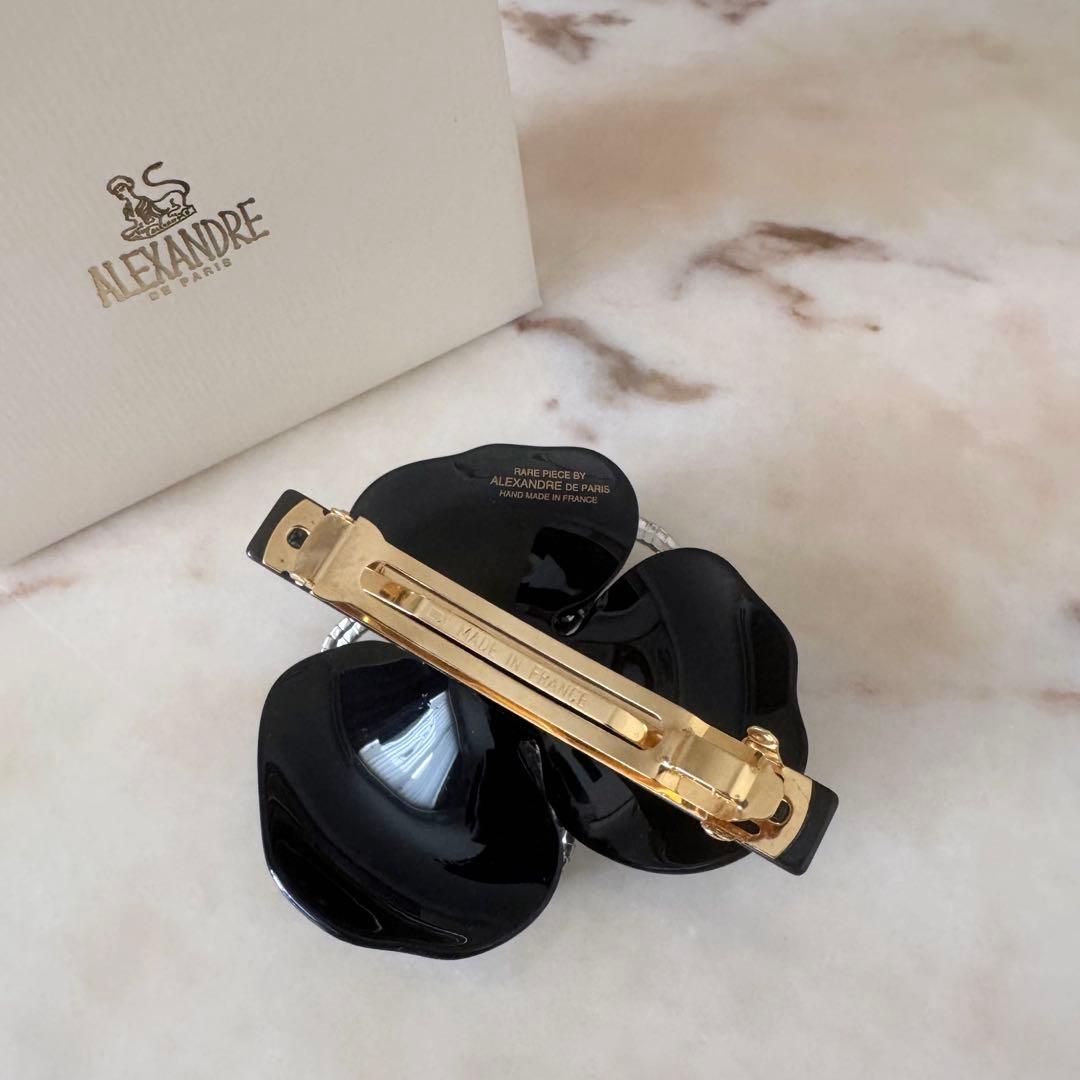 AlexandreDeParis アレクサンドルドゥパリ バレッタ カメリア 黒