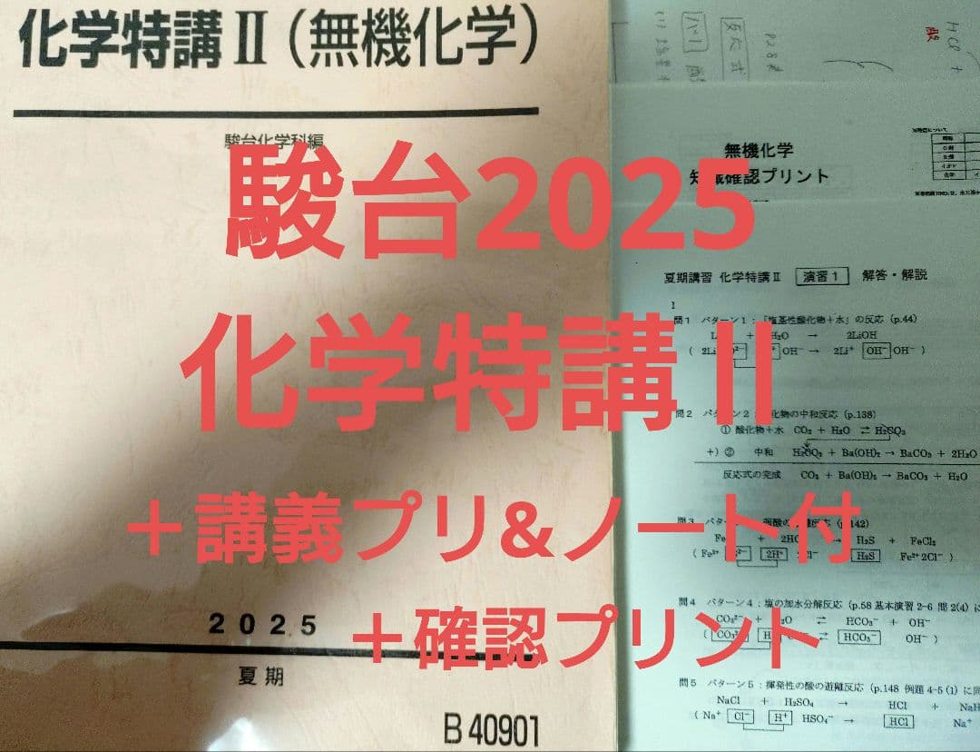 駿台2025 化学特講Ⅱ＋講義プリ&ノート付＋無機化学知識確認プリント