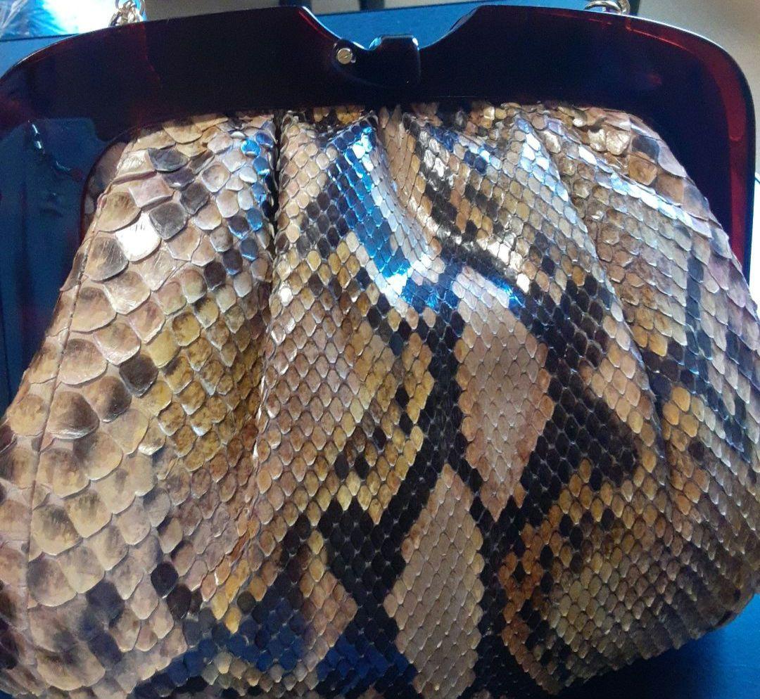 【新品未使用】ヘビ革 クラッチバッグ スネークパターン