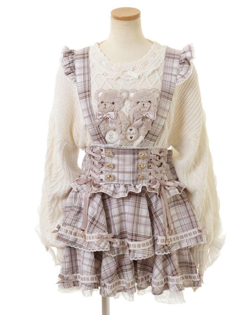 リズリサ はしごリボンチェックティアードスカパン