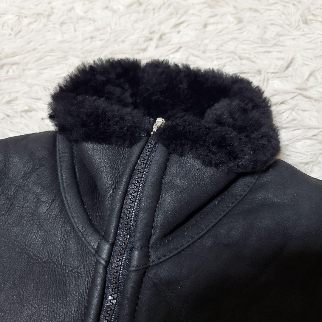 極美品 ブルガリア製 リアルムートンベスト 羊革 ラムレザー XL 黒