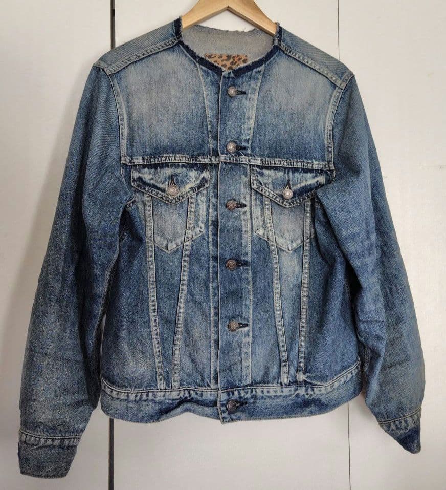 ※美品 Whim Gazette ノーカラー デニムGジャン