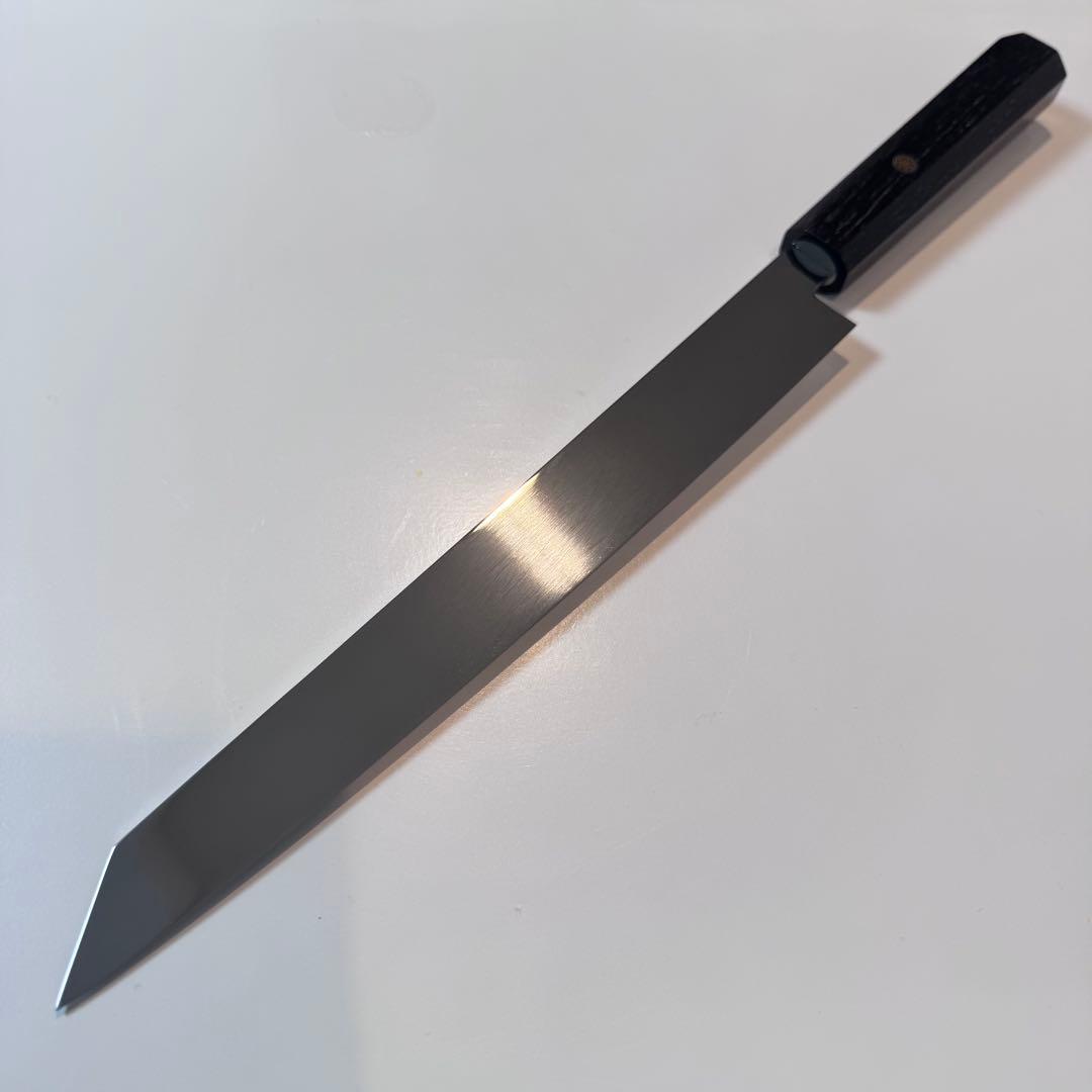 【特価限定】270mm 切付柳刃包丁 鏡面　黒檀八角柄 刺身包丁 全鋼。