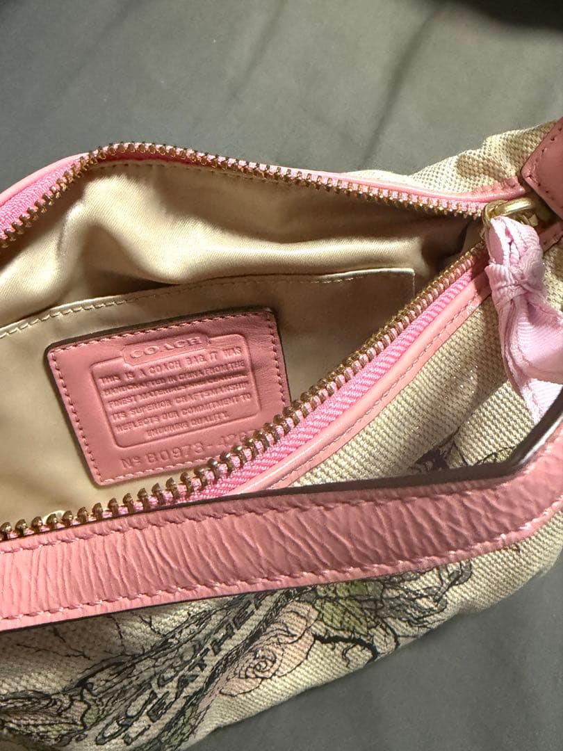 coach キャンバスタトゥー アクセサリーポーチ 花柄 ワンショルダーバッグ