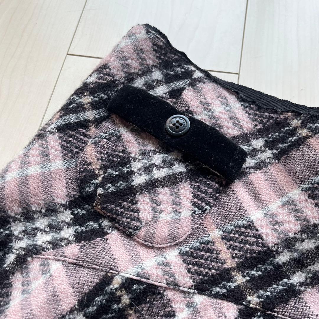 Y2Kバーバリーブルーレーベル フレア スカート チェック ピンク