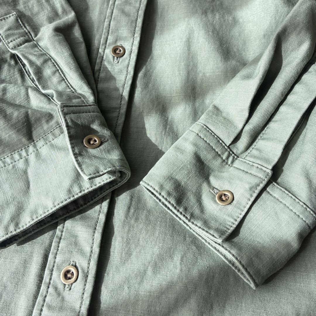 ぬき様 フレームワーク カーキ 長袖シャツ ミリタリーシャツ ゆったり