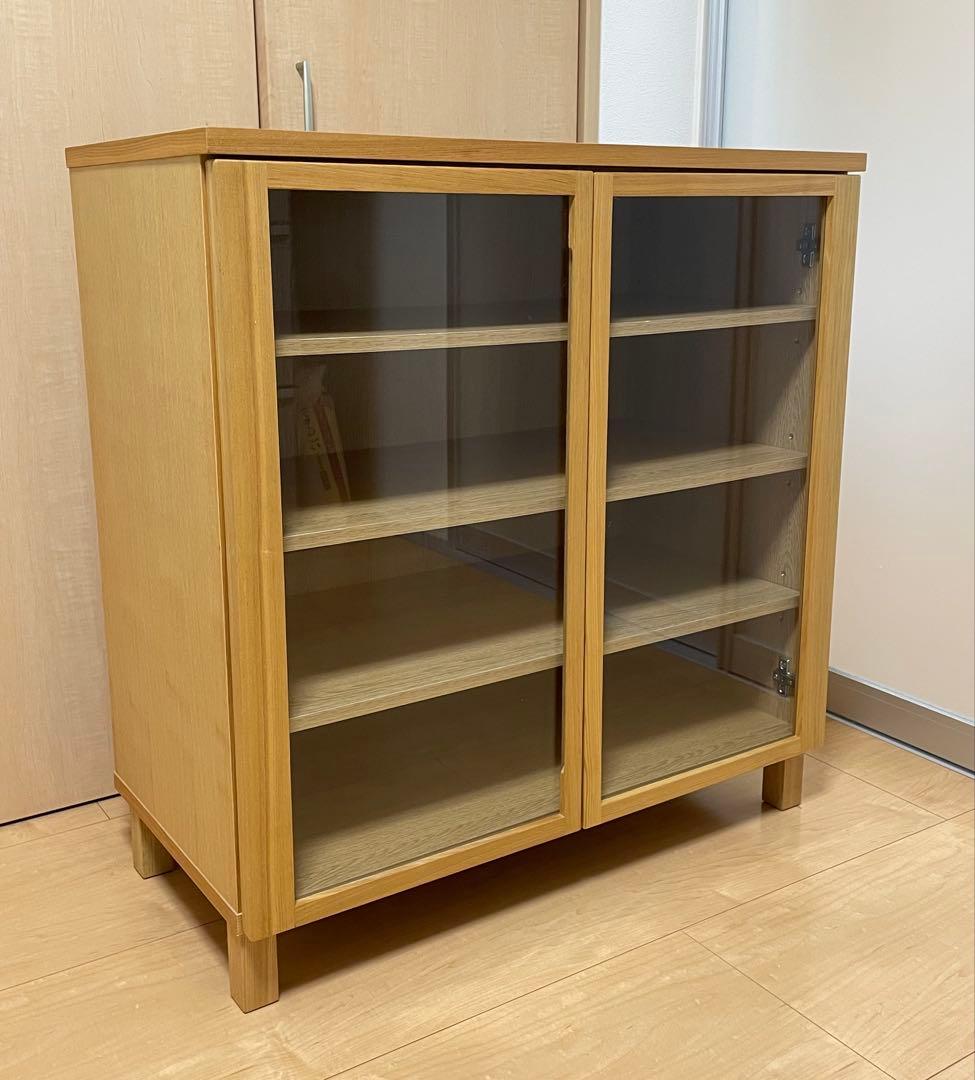 【11/22(土)まで特別値引】無印良品　脚付き木製キャビネットガラス扉