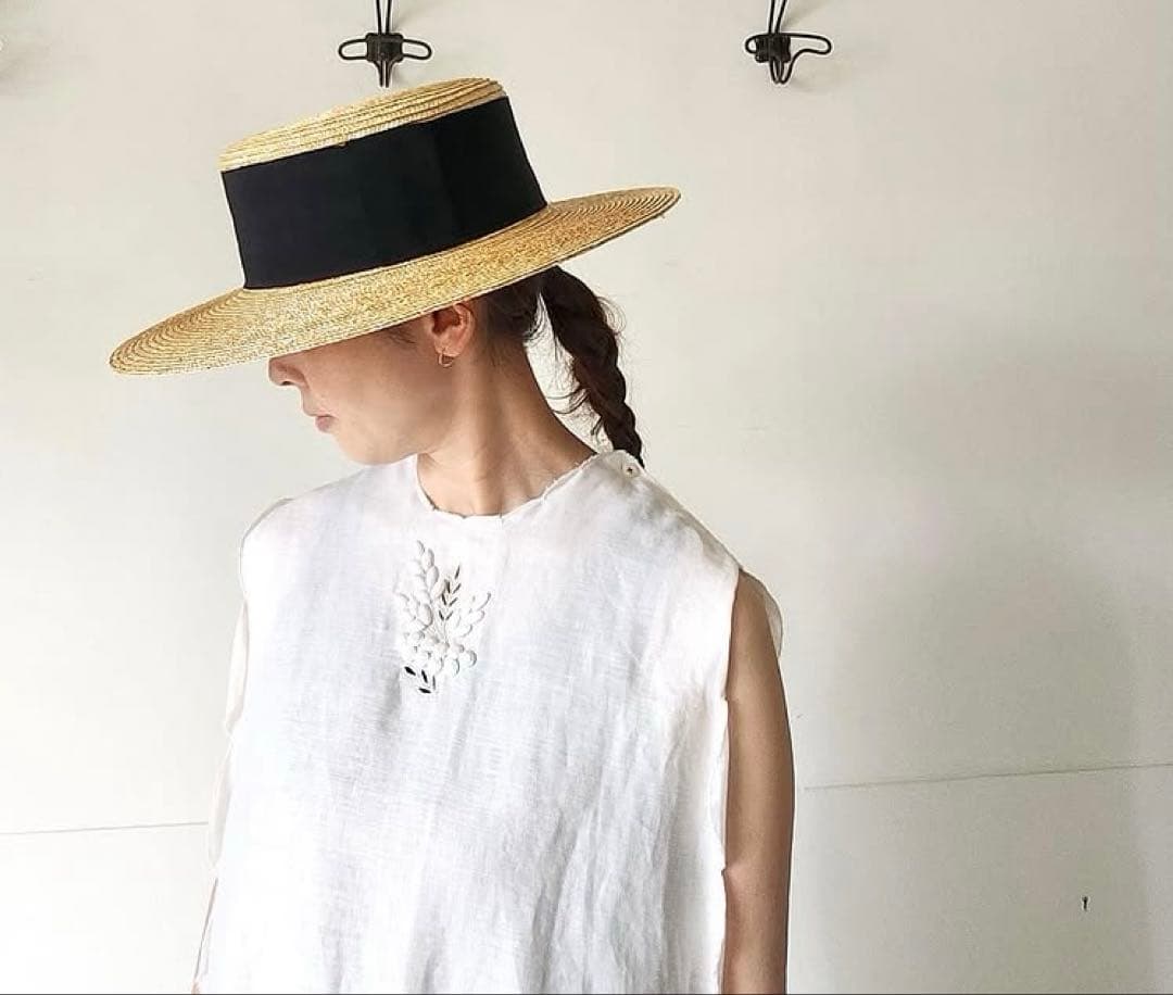 wicagrocery 麦わら帽子 ウィカグロサリー 極太リボン クラシカル