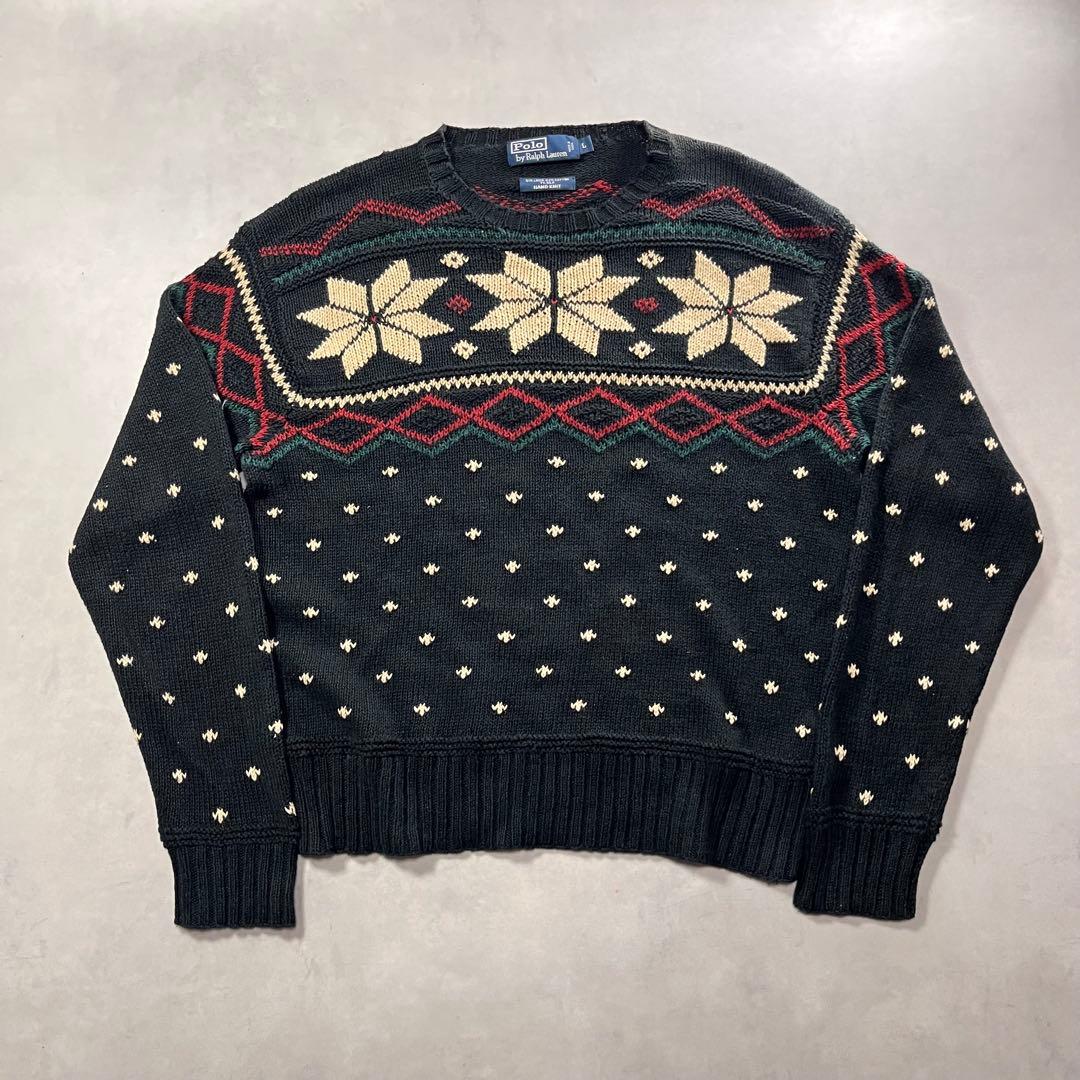 ◎90s Polo by Ralph Lauren バーズアイ ハンドニット