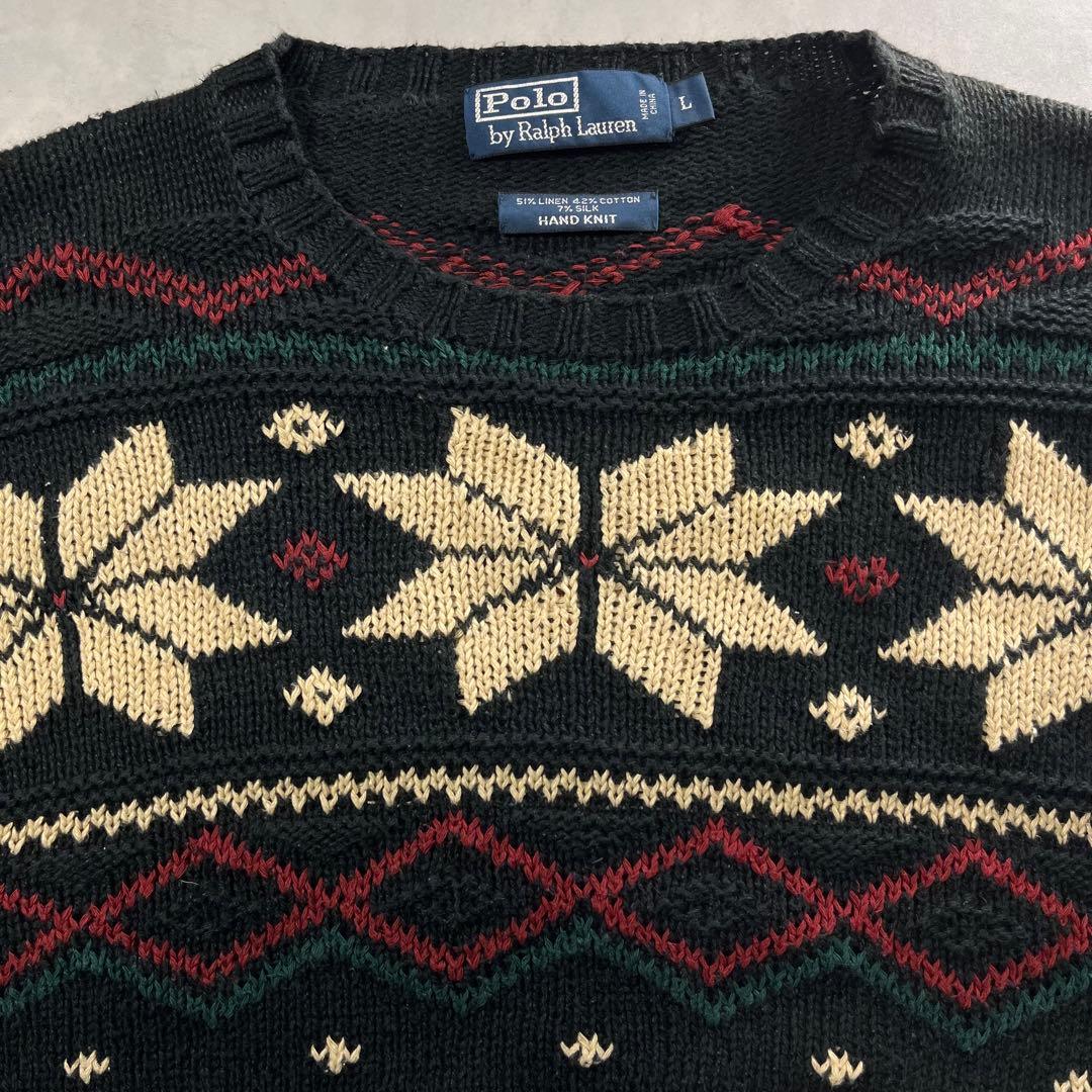 ◎90s Polo by Ralph Lauren バーズアイ ハンドニット
