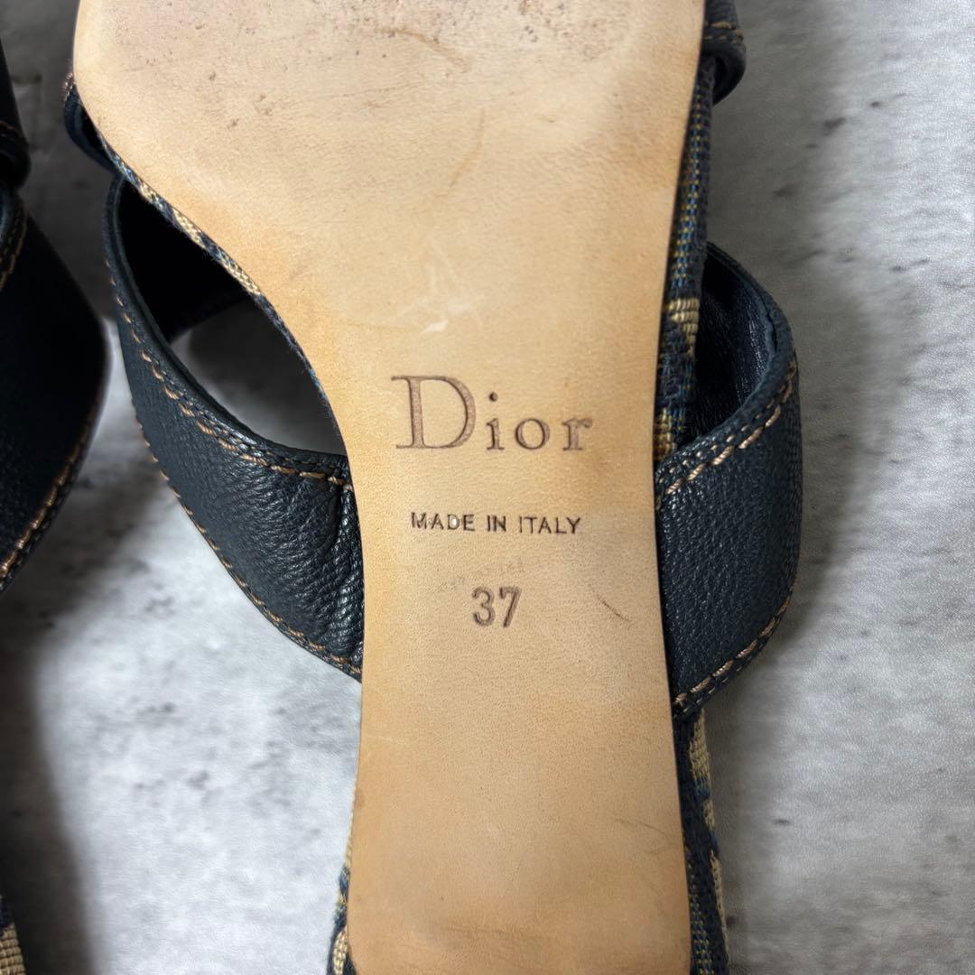 美品✨Dior ヒール サンダル トロッター ロゴプレート 保存袋付き 37
