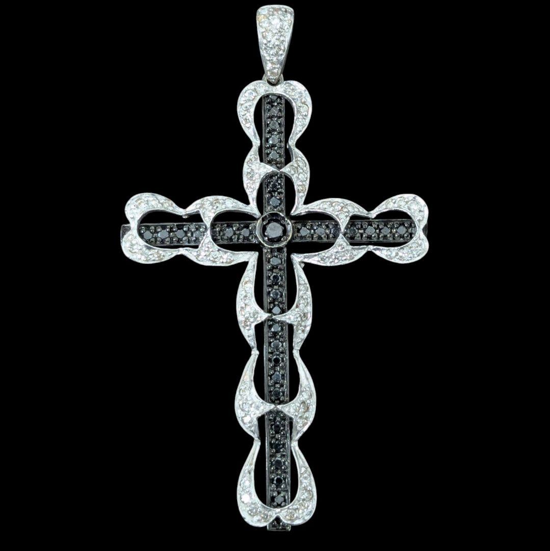 K18WG クロスペンダントトップ ブラックダイヤ 6.5g