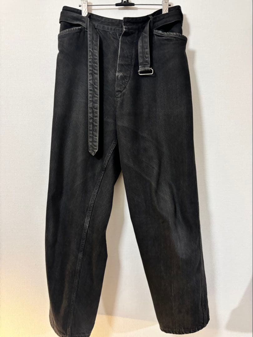 19ss comoli デニムベルテッドパンツ ベルテッドデニムパンツ コモリ
