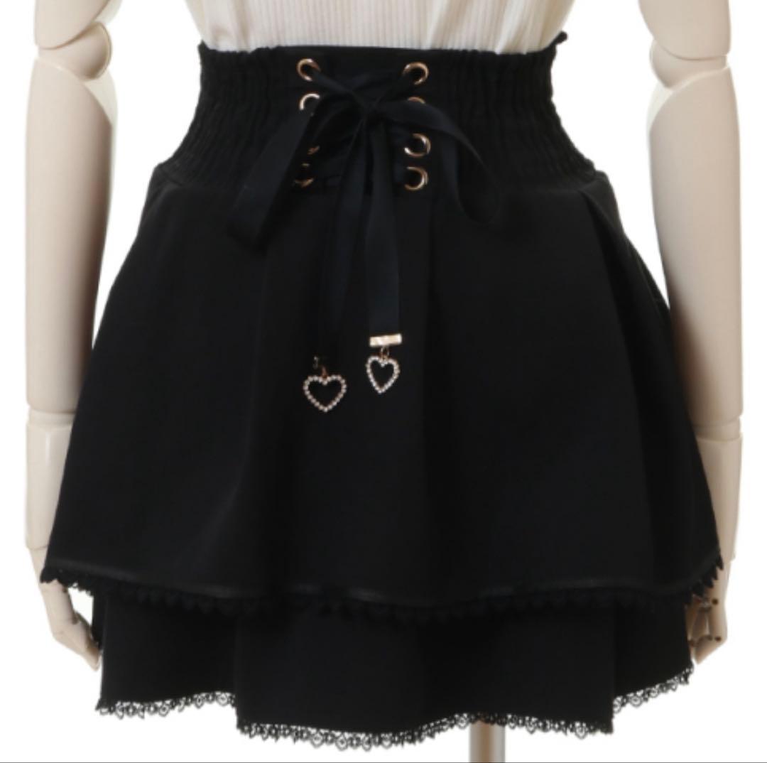 LIZLISA 2連リボンベルトスカパン ブラック