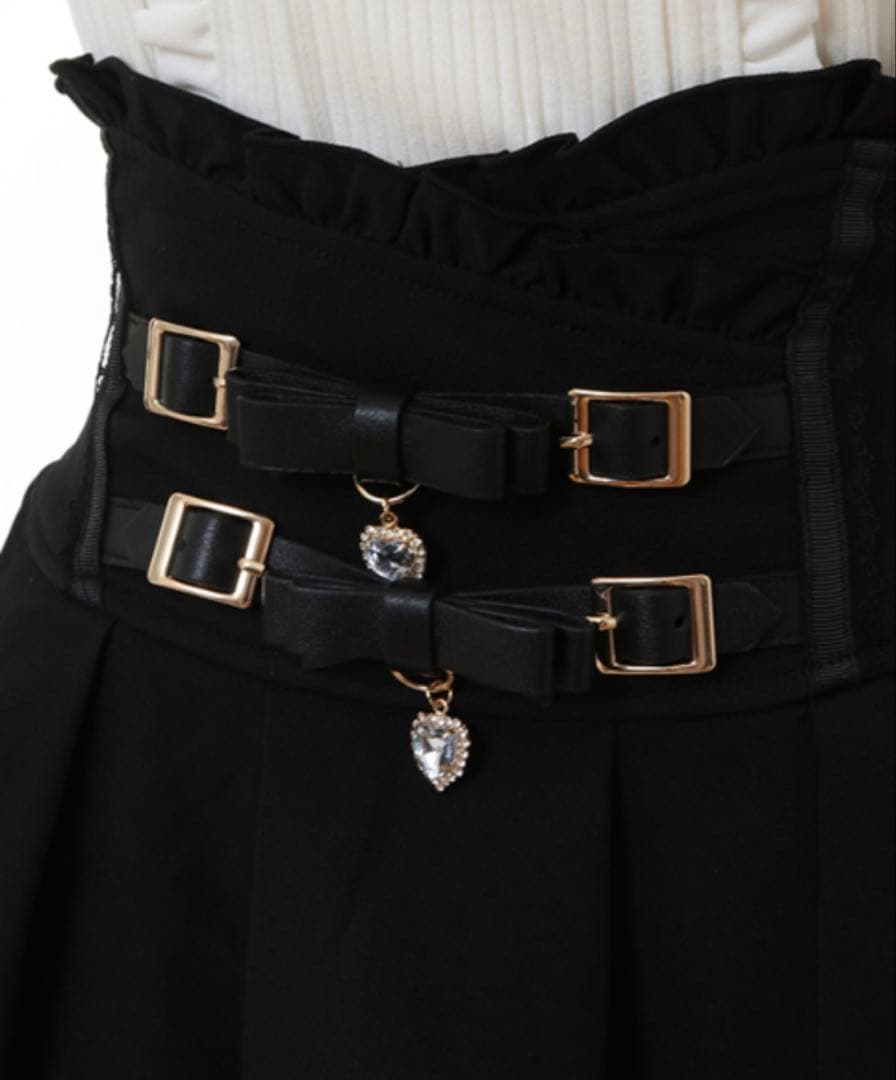 LIZLISA 2連リボンベルトスカパン ブラック