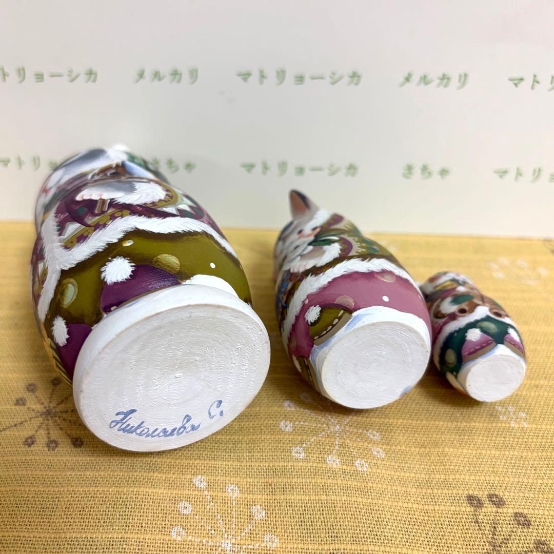 作家もの　マトリョーシカ　猫　スヴェトラーナ・ニコラエヴァ　手描き