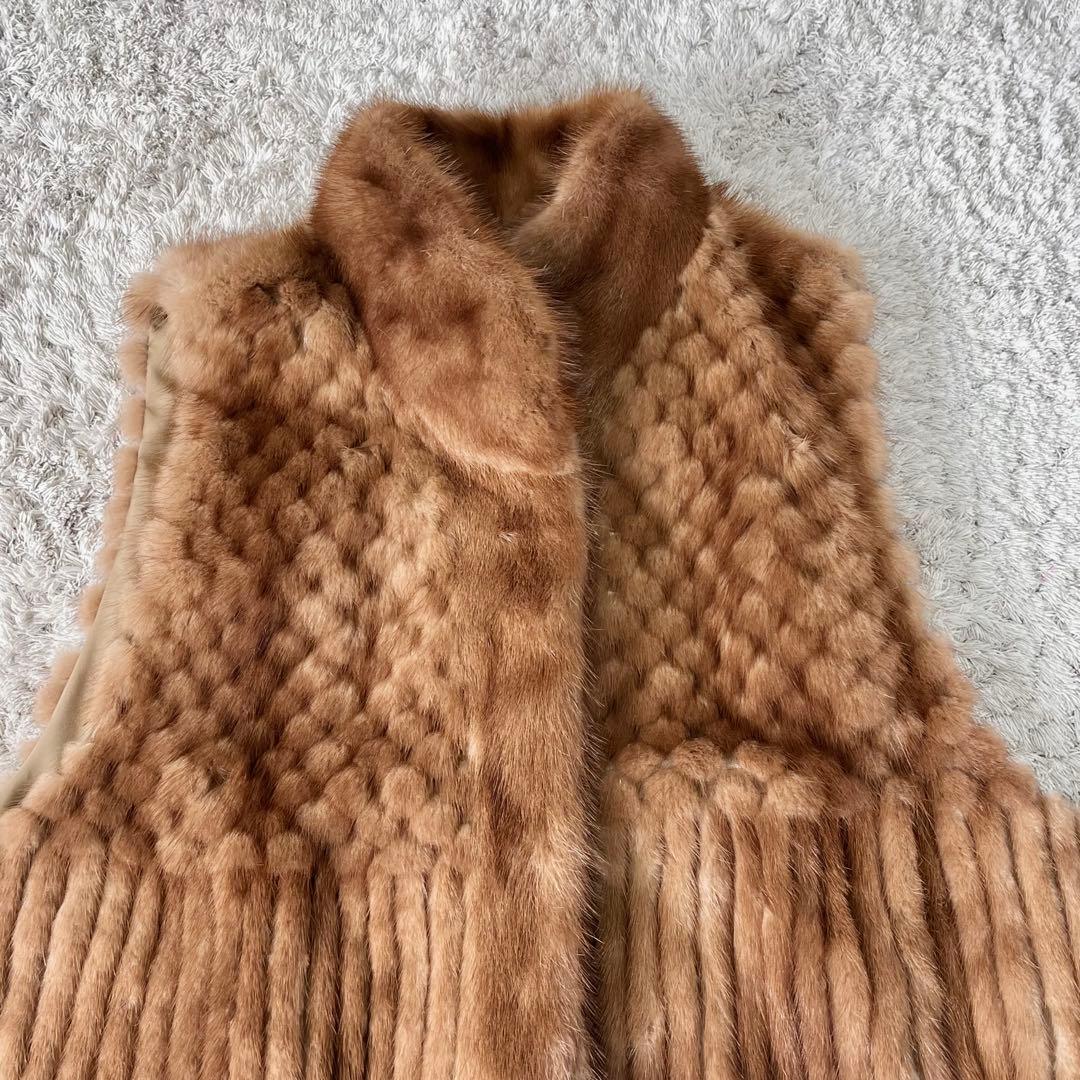リアルミンク ミンク ファー ジレ ベスト 本毛皮 レイヤード 毛並み良好 軽量