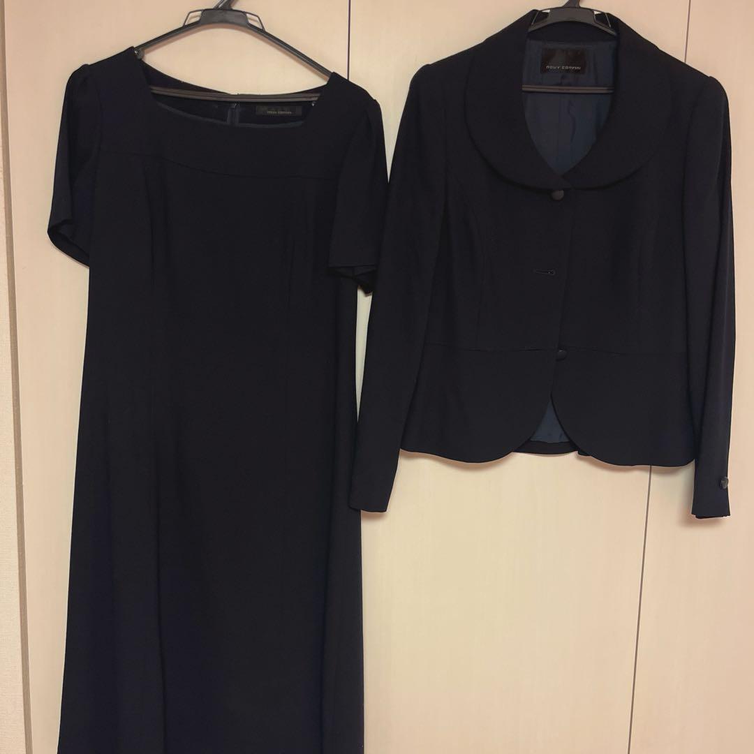 美品＊大きいサイズ13号XL ヌーヴコンフ ィニお受験スーツ ワンピース濃紺