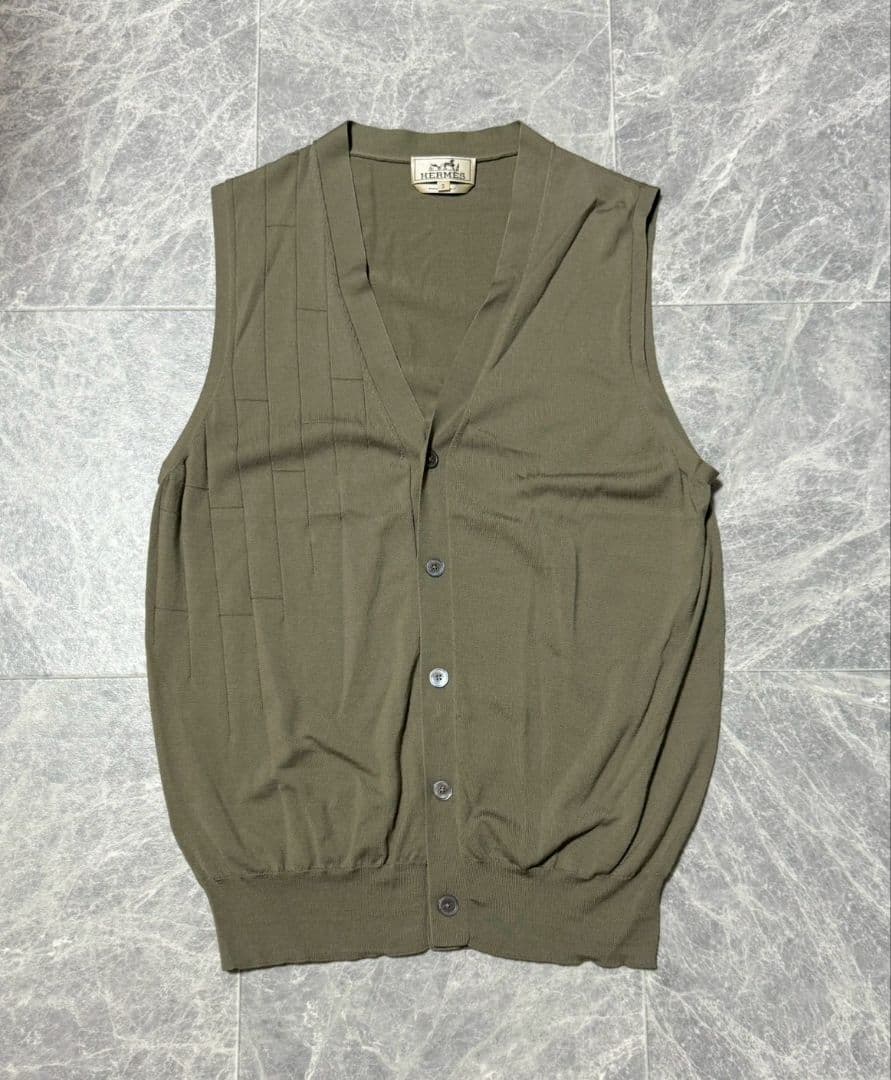HERMES エルメス H柄 ウール ノースリーブ ニット ベスト サイズS