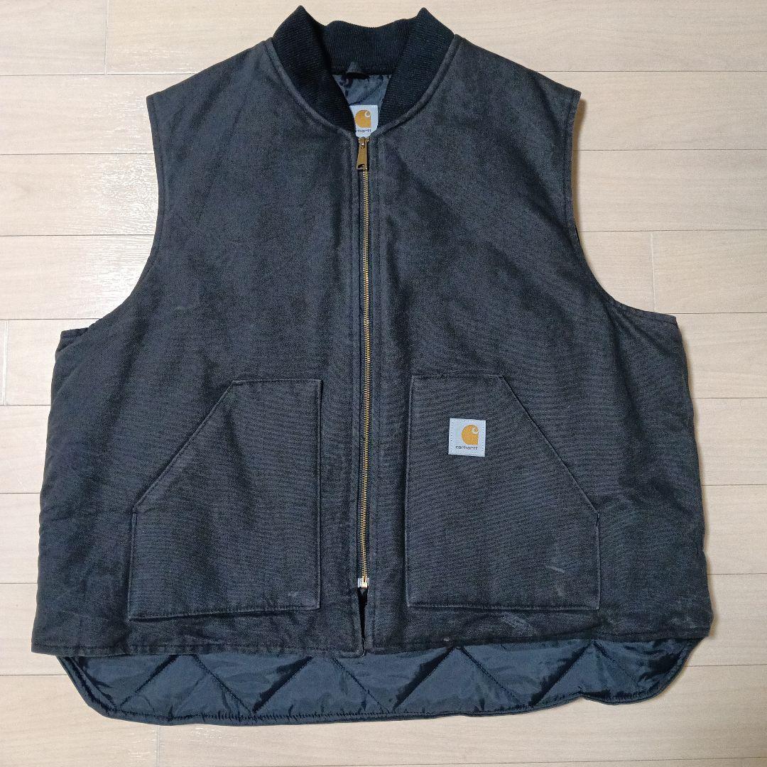 Carhartt USA カーハートダックベスト ブラック3XL　裾ゴム有り