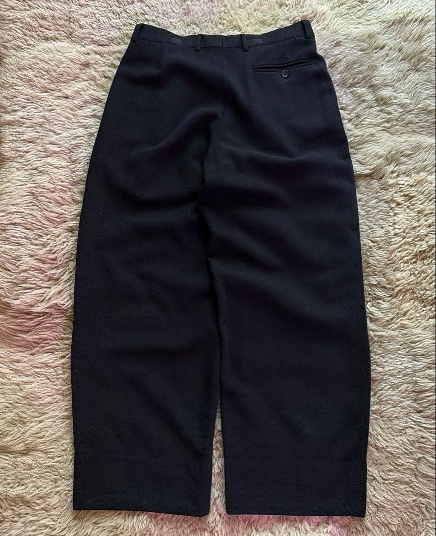 80s 黒タグ GIORGIO ARMANI シルク混 ウールパンツ スラックス