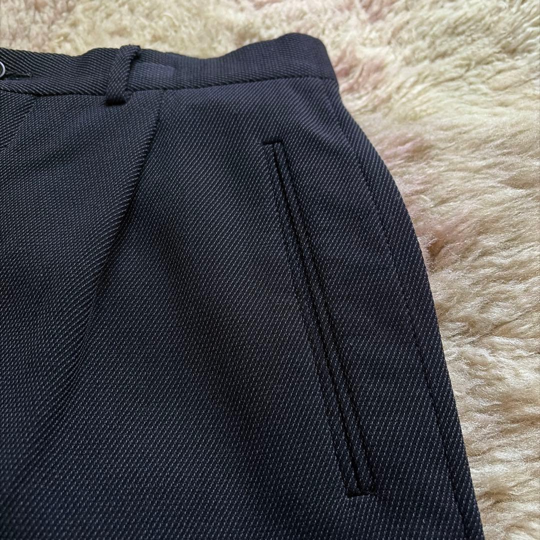 80s 黒タグ GIORGIO ARMANI シルク混 ウールパンツ スラックス