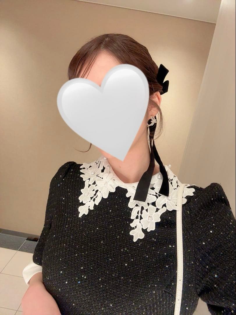 leja レース襟付きブラックAラインドレス