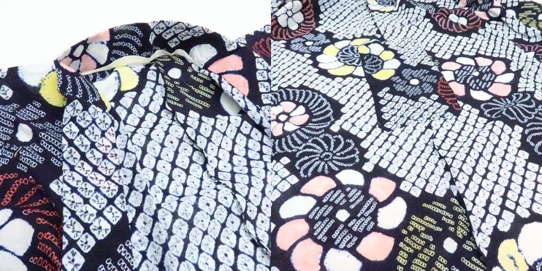 専用Y3423◆美品 有松鳴海絞り 綿 居敷当て付 手縫い 高級浴衣