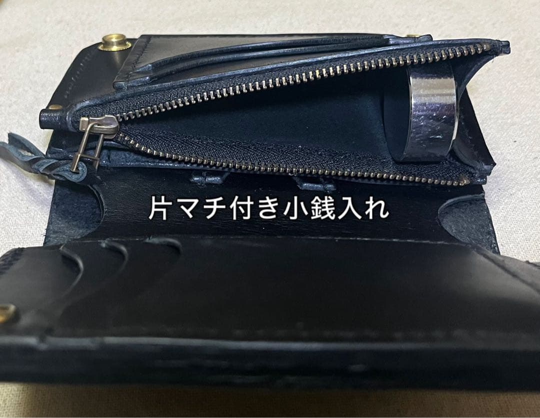 ミドル トラッカーウォレット 姫路レザー タンニン鞣し ギターピックポケット付き