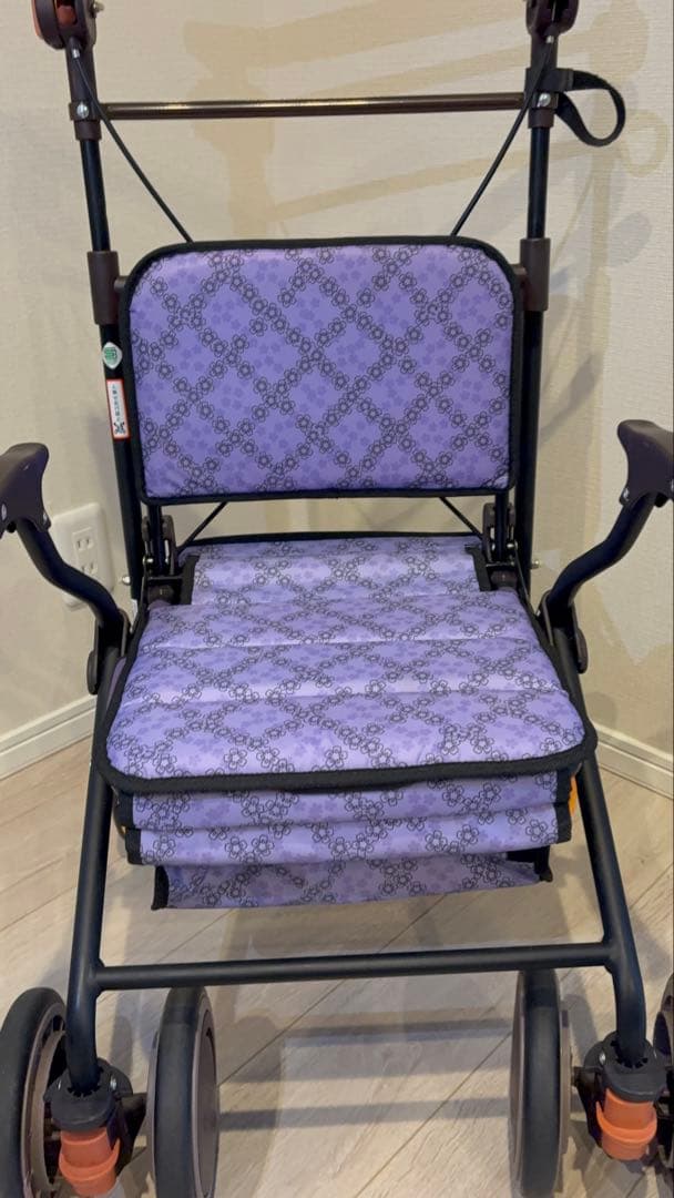 【美品】幸和製作所 SLT08 カゴノア L パープル シルバーカー　花柄