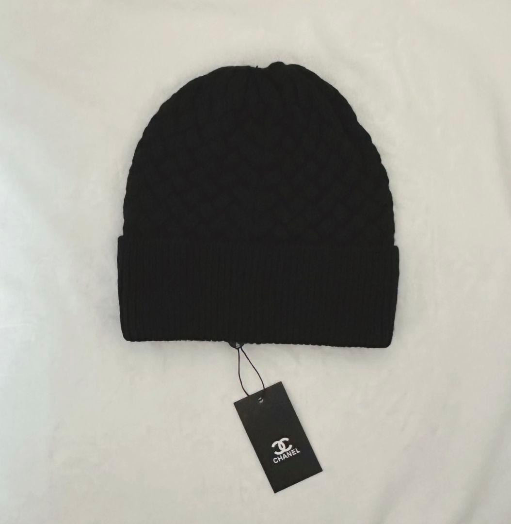 CHANEL ブラック ニット帽 編み込みデザイン新品タグ付