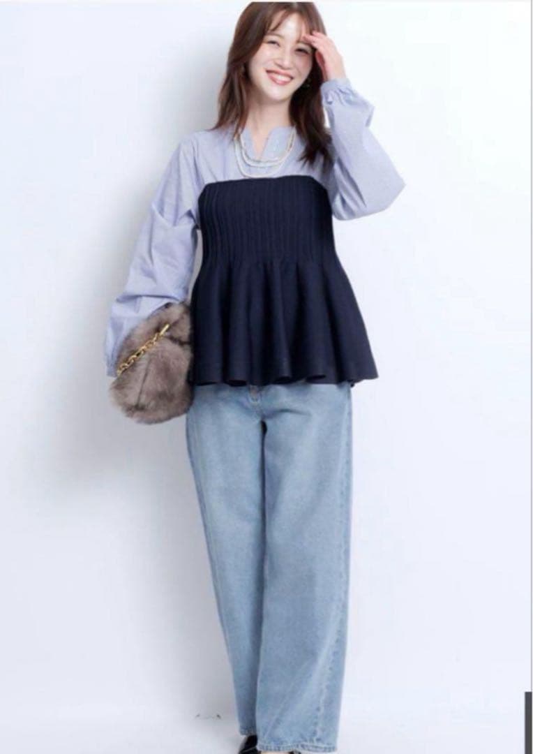 【JUSGLITTY】シャツレイヤードライクニット