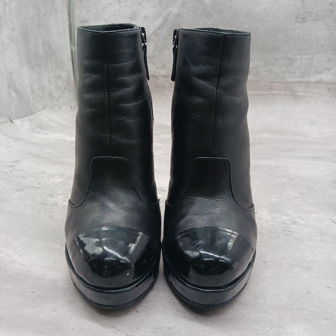 ✨美品✨ シャネル ココマーク レザー ブーティ ブラック 35C サイドジップ