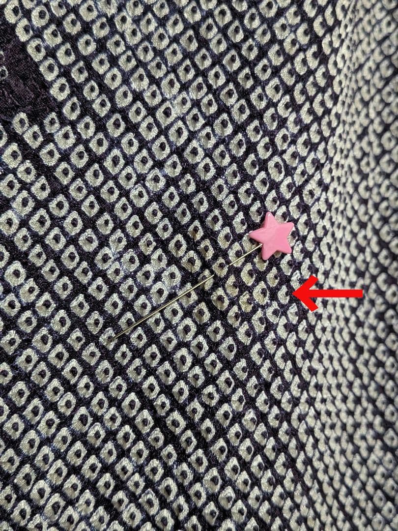 A261総絞り着物リメイクギャザーワンピース★リボン・ブローチ