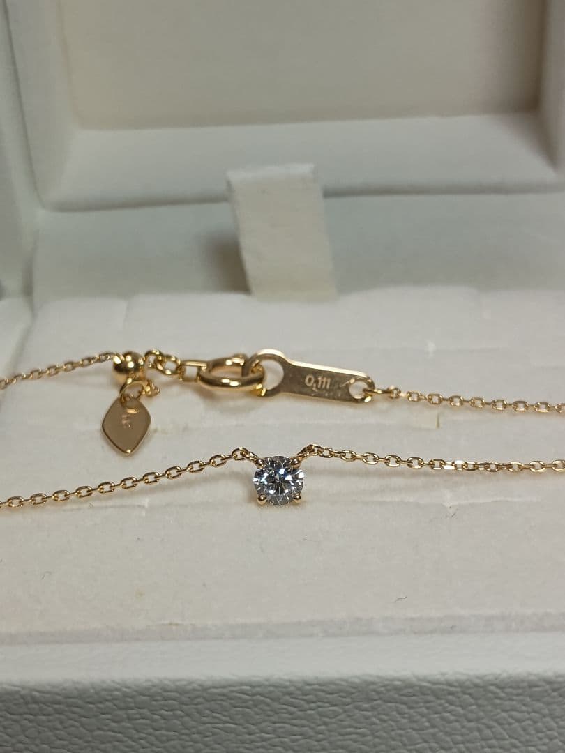 4℃ K18イエローゴールド 一粒ダイヤモンド ネックレス ダイヤ0.111ct