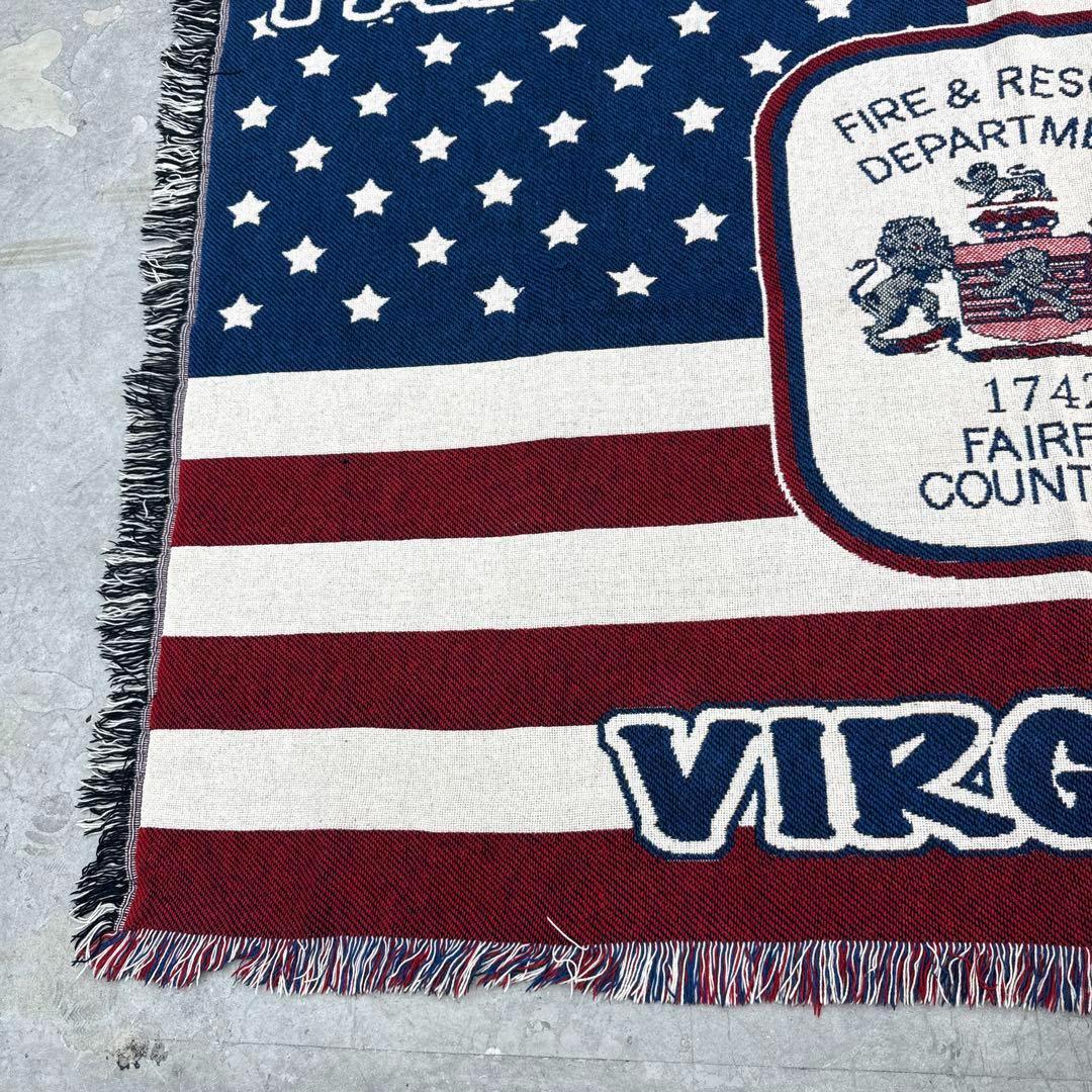 星条旗　消防　マルチカバー　ソファーカバー　ヴィンテージラグ　120x176