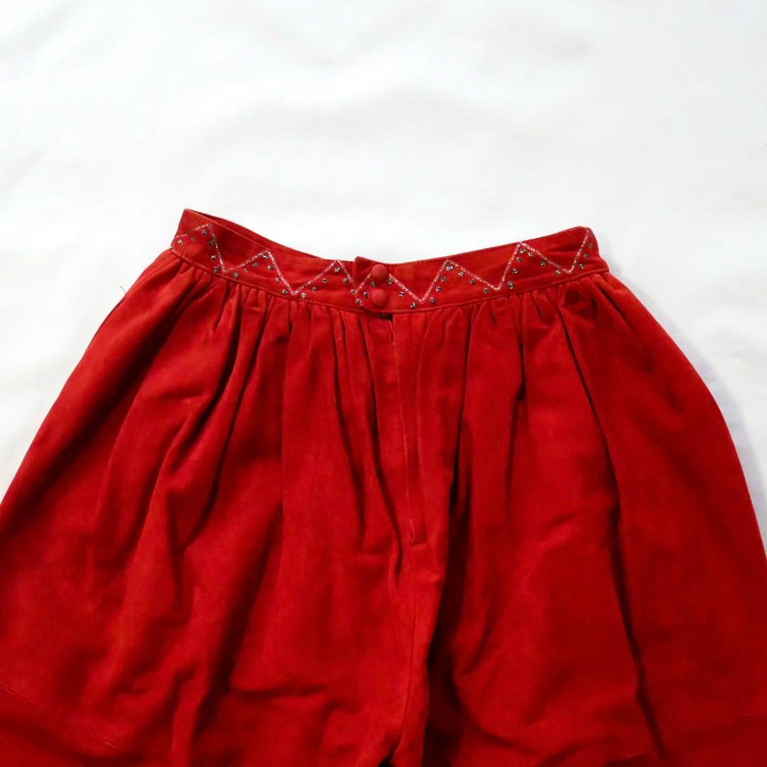 80s イタリア製　80年代　ヴィンテージ　リボン付き　ヌバックレザーパンツ