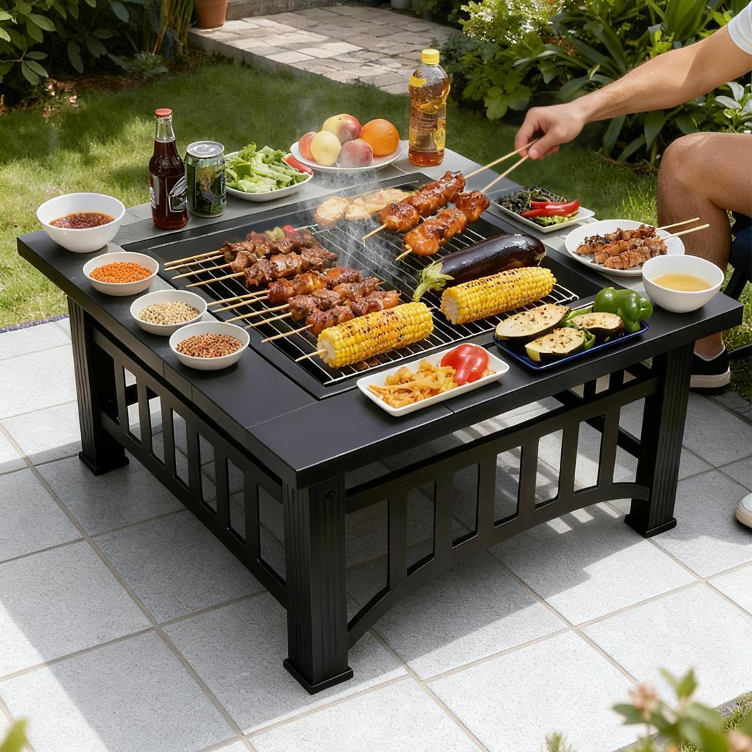 タイムセール！焚き火台　バーベキューコンロ　二次燃焼　キャンプグッズ　BLACK